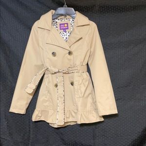 PINK PLATIUM GIRLS DOUBLE BREAST TRENCH RAINCOAT